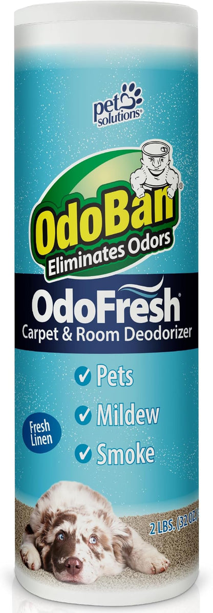 OdoBan OdoFresh Carpet and Room Deodorizer Powder for Home Smells and Odors Including Smoke, Pet Urine, Dogs, and Cat Litter, Fresh Linen Scent, 2 Pounds