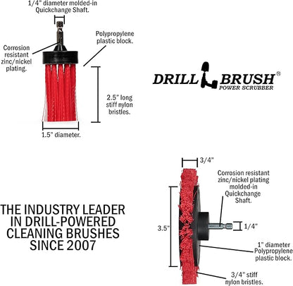 Drillbrush Hard Bristle Cleaning Brush for Crevices and Gaps - Drill Brush Attachments for Cleaning Brick and Cement - Brick Fireplace Cleaner Brushes - Cemetery Headstone Cleaner Kit for Graves