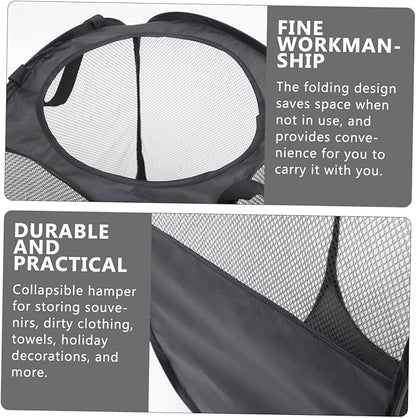 VALICLUD Modern Mesh Laundry Basket Foldable Laundry Bin Lid for Dorm Home Bathroom Storage Pouch
