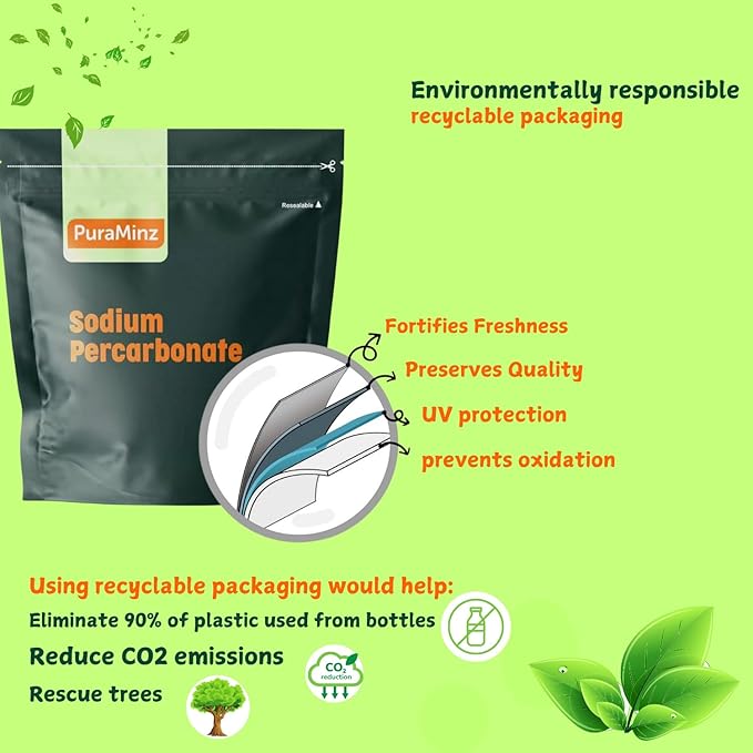 Sodium Percarbonate, 99.9% Pure Oxygen Bleach Powder, Stain Remover, Whitener, Non-Chlorine Detergent Booster, Fragrance Free Dishwasher Cleaner and Deodorizer, 5 lbs (80 oz), Pack of 1