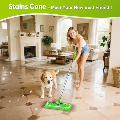 18-Pack Reusable Mop Pads Compatible with Swiffer Sweeper Mop - 100% Coral Fleece Washable Refills - Microfiber Dry & Wet Sweeping Cloths for Multi-Surface/Hardwood Floor Cleaning