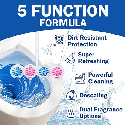 SCENTORINI 4-in-1 Toilet Bowl Cleaner, Rim Hanger Automatic Toilet Bowl Freshener, 4 Lemon & 4 Magnolia Scent, Toilet Bowl Cleaning Balls Long-Lasting up to 30 Days