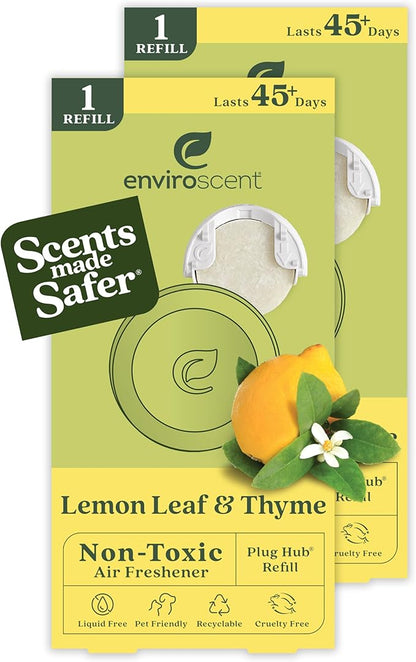 Enviroscent Non-Toxic Air Freshener Paper Refills - Compatible with Enviroscent Plug Hub® Warmer Kit - Home Fragrance Lasts Up to 90 Days - Lemon Leaf & Thyme Scent (Pack of 2)