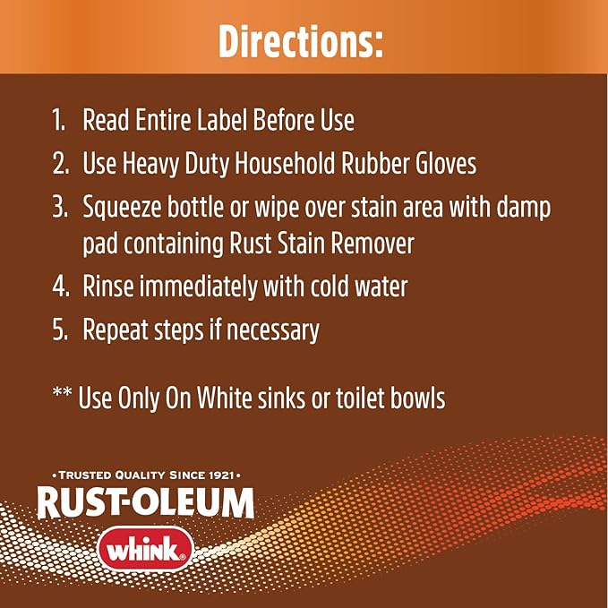 Rust-Oleum Whink Rust Stain Remover | Heavy-Duty Iron Stain Remover Foaming Spray with Excellent Cling for Toilets, Showers, Sinks, Outdoor Siding | 24 oz | 4 Pack