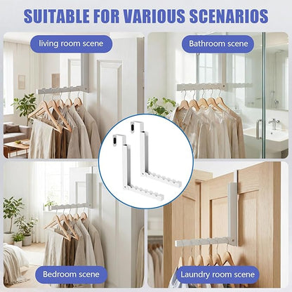 6-Pack Over The Door Hanger – Folding Clothes Drying Rack & Folding Hanging Coat Rack, Space-Saving Towel Organizer for Bathroom, Bedroom & Laundry Room