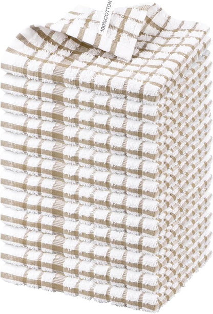 Nialnant 12PCS Little Yellow Plaid Dish Cloths,100% Cotton Soft Absorbent Cleaning Rags,Quick Drying Dish Towels for Kitchen,Washing Dishes-Little Yellow Plaid,12 x 12 in
