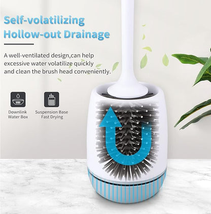 RV Toilet Bowl Brush and Holder, Silicone Toilet Bowl Brush Cleaning Toilet Scrubber Set with Non-Scratch Silicone Bristles Deep Cleaning. Wall Mount for Motorhome Travel, Travel Trailers, Camper