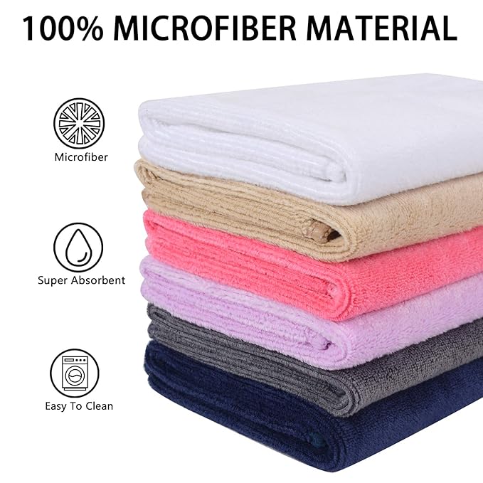 SINLAND Brushed Microfiber Facial Cloths Fast Drying Washcloth 12inch x 12inch Absorbent Face Wash Cloth Soft Makeup Remover Cloths