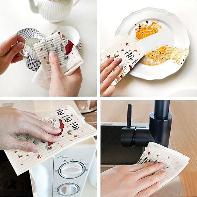 Morigins Eastre Swedish Kitchen Dishcloths Reusable Dish Towels Absorbent and Fast Dry Cleaning Cloths for Kitchen Cleaning Wipes 6 Pieces