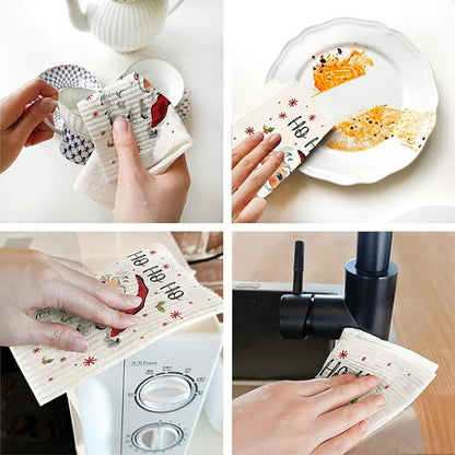 Morigins Eastre Swedish Kitchen Dishcloths Reusable Dish Towels Absorbent and Fast Dry Cleaning Cloths for Kitchen Cleaning Wipes 6 Pieces