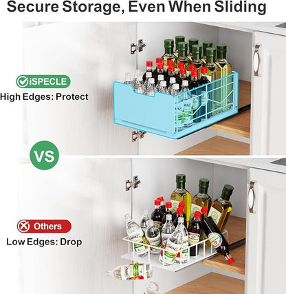 iSPECLE Pull Out Cabinet Drawer - For (12" - 36") Wide Cabinet, No Drilling Ideal for Renter, Easy Slide Out Access Items No More Digging, Large Capacity Store More for Kitchen Pantry Bathroom, 1 Pack