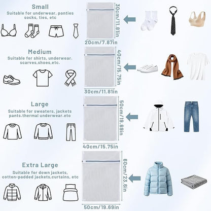 4pcs Net Mesh Washing Bags for Laundry Mesh Laundry Bags for Washing Machine Wash Durable Net Wash Bag for Delicates Room Essentials for College Dorm Travel (X Large, Large, Medium, Small)