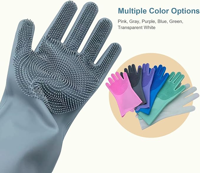 Angel Wings Magic Dish Washing Gloves with Scrubber, Silicone Reusable Cleaning Gloves, Heat-proof Household Scrubber Gloves