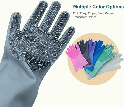 Angel Wings Magic Dish Washing Gloves with Scrubber, Silicone Reusable Cleaning Gloves, Heat-proof Household Scrubber Gloves