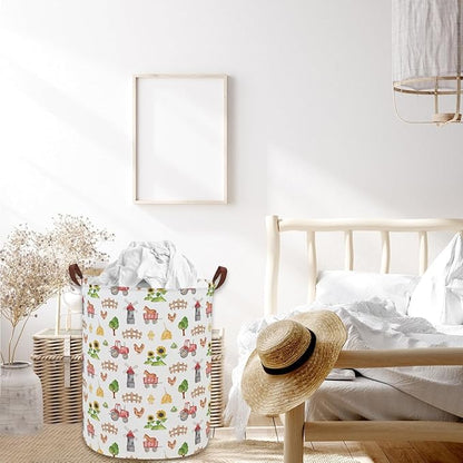 Kids Laundry Basket Farm Hamper for Nursery Boy and Girl Cute Kids Toys Storage Bin Organizer Room Decor for Home(Farm)