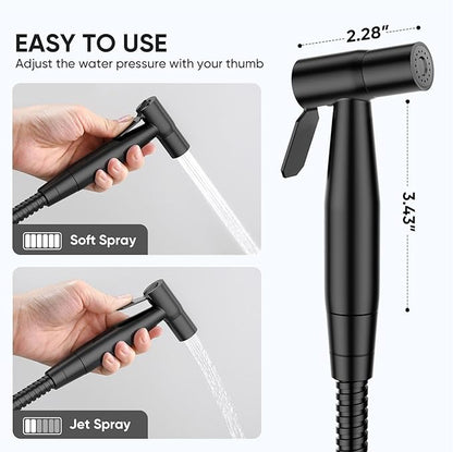 Arofa Black Bidet Sprayer for Toilet, Handheld Jet Sprayer Adjustable Water Pressure Muslim Shower with Bidet Hose, Bidets Faucet for Existing Toilets Cloth Diaper Spray for Baby/Feminine Wash