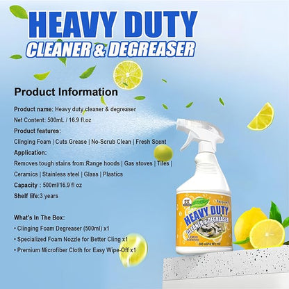 16.9 FLoz Clean Up Kitchen Oil Stains Spray,Oven Cleaner Heavy Duty,Kitchen Foam Cleaner & Multipurpose Degreaser Spray, Removes Burnt Residue, Grease & Oil Stains from Pots, Pans and Stovetops