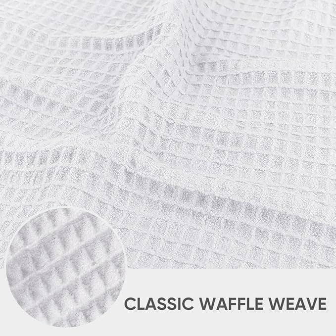 HOMEXCEL Waffle Weave Microfiber Towel, 10 Pack Lint Free Cleaning Rags, 12 x 12 Inches Barista Towels, Reusable Microfiber Cleaning Cloth for Household, Kitchen, Glass and Window, White