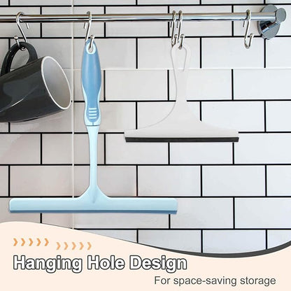 HARFINGTON Shower Squeegee 9.8 Inch Length Water Blade Cleaner Tool Household Mirror Squeegee with Hole for Windshield Window Cleaning Glass Door, Pink