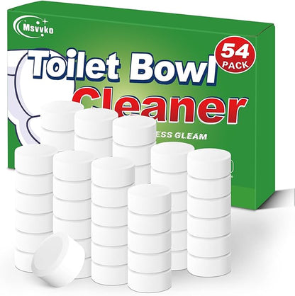 Toilet Bowl Cleaners Bleach Tablets 54 PACK, Automatic Toilet Tank Cleaner, Bathroom Cleaner Against Tough Stains, No Scrubbing, Continuous Clean, Sparkling Fresh