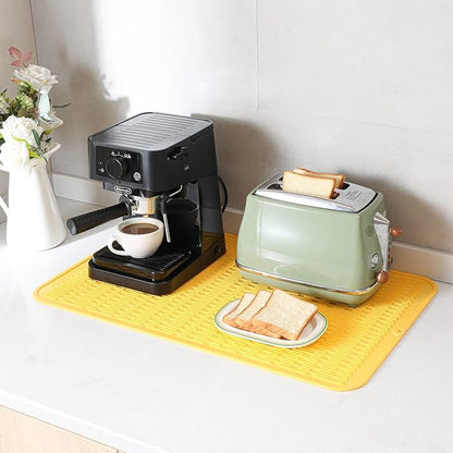 MicoYang Silicone Dish Drying Mat for Multiple Usage,Easy clean,Eco-friendly,Heat-resistant Silicone Mat for Kitchen Counter or Sink,Refrigerator or Drawer Liner Yellow 3XL 28 inches x 18 inches