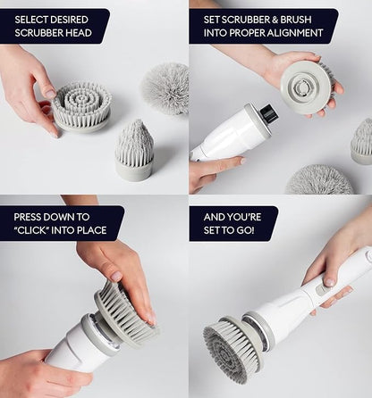 Replacement Brush Heads Set of 3 for GENIANI Electric Spin Scrubber, Scrub Brush for Cleaning Bathroom, Tile, Floor, Tub, and Shower (White)