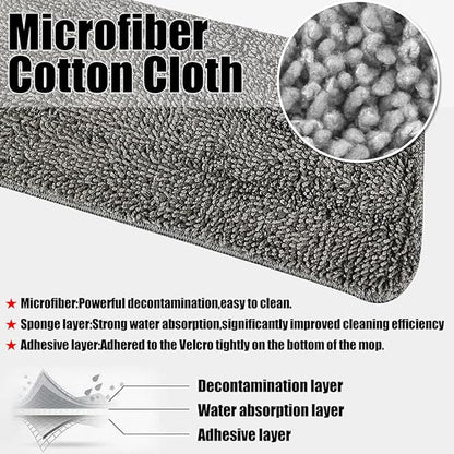 6 Pack Microfiber Spray Mop Replacement Heads for Wet Dry Mops, Premium Floor Cleaning Pads, Reusable Replacement Refills Compatible with Bona Floor Care System - Dark Gray