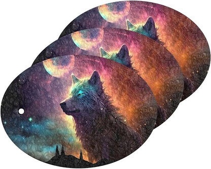 Galaxy Wolf Kitchen Scrub Sponges, Pop-up Kitchen Cleaning Sponges Reusable Dish Washing Sponges for Bathroom Household Cleaning 3 Pack - Non Scratch Scrubber