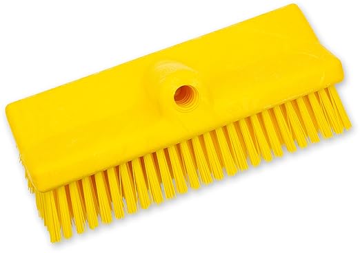 SPARTA 40423EC04 Plastic Floor Scrub Brush, Wall Brush, Equipment Brush With Nonabsorbent Bristles For Industrial Kitchens, Hospitals, Commercial Cleaning, 10 Inches, Yellow