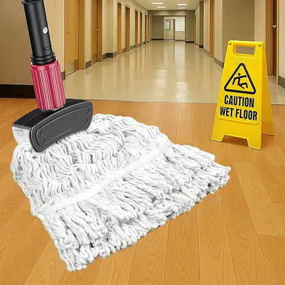 Commercial Mop Head Replacement - 2 Pack Heavy Duty Cotton Heads for Floor Cleaning - Washable Looped End String Mop Refill for Home Kitchen Industrial