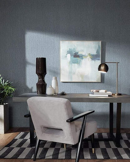 Timeet Peel and Stick Wallpaper Grasscloth Textured Contact Paper 15.74"" x393.7 Faux Linen Self-Adhesive Removable Wallpaper for Walls Furniture, Blue