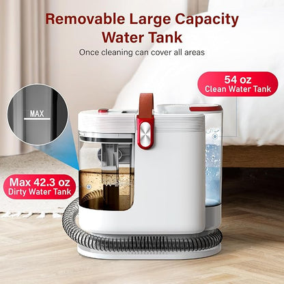 WURESE Portable Upholstery and Carpet Cleaner Machine, 15Kpa Spot Cleaner Deep Cleans Pet Stains, Couch Cleaner with 3 Tools and Self-Cleaning System for Area Rugs, Furniture, Stair, Car, Rose