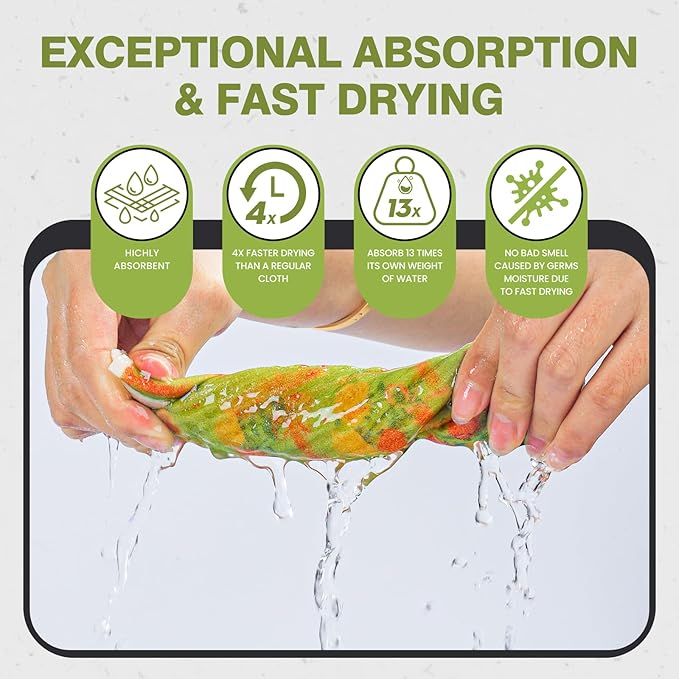 Swedish Dishcloths for Kitchen Reusable 6 Pack Kitchen Towels No Odor Quick-Drying Reusable Paper Towels Reusable Paper Towels Washable for Countertop, Sink, and Kitchen Rose