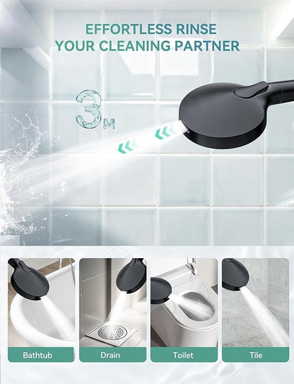 Magichome Filtered Shower Head with Handheld, High Pressure 10-Spd Detachable Chrome Showerhead with Stainless Hose, Water Softener Filter Beads for Hard Water - Remove Chlorine, Black