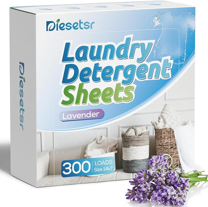 Diesetsr Laundry Detergent Sheets 150 Counts 300 Small Loads Travel Laundry Sheets ECO-friendly,No Plastic Clothes Washing Soap-Lavender