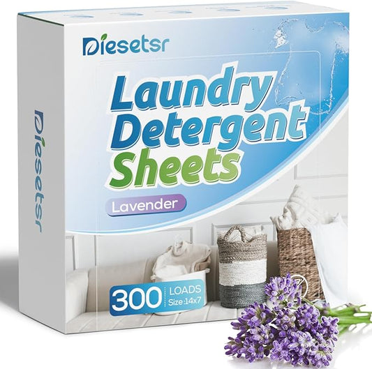 Diesetsr Laundry Detergent Sheets 150 Counts 300 Small Loads Travel Laundry Sheets ECO-friendly,No Plastic Clothes Washing Soap-Lavender