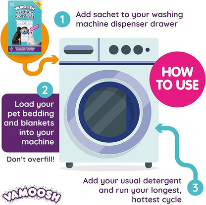 Vamoosh Pet Hair Dissolver | Pet Hair Remover for Washing Machines | Removes Odor Dissolves Dog, Cat, Animal Fur | Cleans Pet Bedding in Washing Machine | Easy to Use | 100g (Pack of 6)