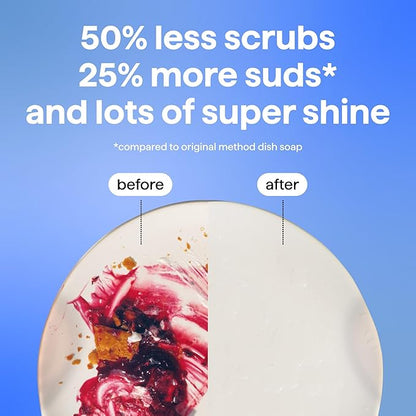 Method Super Shine Liquid Dish Soap Refill, Powered by Enzymes, Free + Clear, Unscented, 48 fl oz