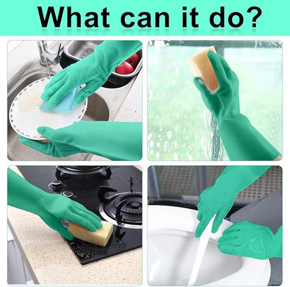 GAYISIC Reusable Kitchen Cleaning Gloves With Latex Free, Non-Slip Design Heavy Duty Gloves for Dishwashing 2 Pairs