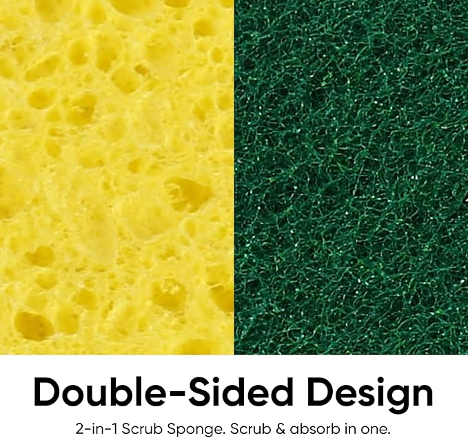 Kitchen Sponges for Washing Dishes, Non-Scratch Cellulose Dish Scrub Sponges, Cleaning Sponges for Household Use, Safe Cleaning Products, Kitchen Sponges Pack of 2, by Superio