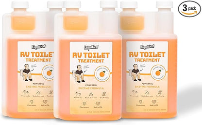 Liquified RV Toilet Treatment Bundle - Black Holding Tank Digester - Odor Eliminator - Orange Scent - Matts RV Reviews (Orange, 32oz, 3 Pack)