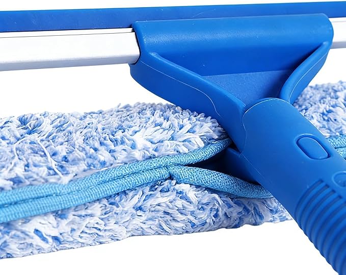 Shower Glass Cleaner, Cleaning Tool with Removable and Streak-Free Cloth, Bathroom and Drainer for Home, Apartment, Car, Office, Indoor, Outdoor, Door, Azule