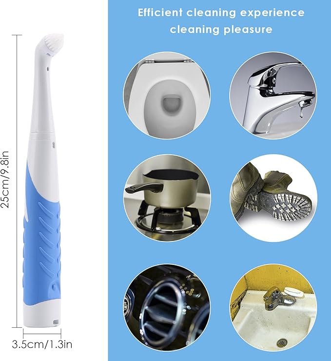 Electric Battery Powered Scrub Brush, Cordless Electric Cleaning Brush, Multi-Purpose Power Scrubber with 5 Brush Heads & 3 Sponge Pads Home, Kitchen, Bathroom, Grout, Tile, Shower, Tub