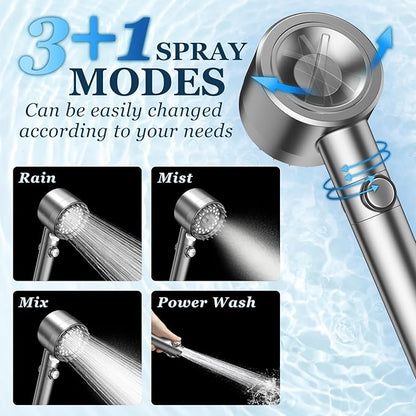 FEELSO Filtered Shower Head with Handheld, High Pressure 4 Spray Showerhead with Filters & Upgraded Anti-clog Nozzles for Hard Water -Remove Chlorine, Reduce Dry Itchy Skin -ON/OFF Switch for Pet Bath