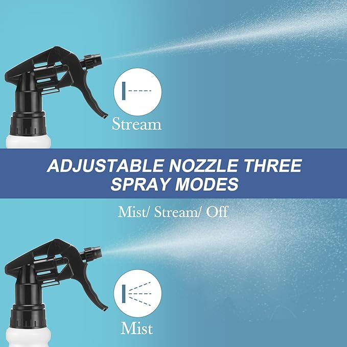10 Pack Spray Bottles 16 oz Empty Water Spray Bottles for Cleaning Heavy Duty Refillable Squirt ‌container with Measurements Adjustable Nozzle for Household(Black,Stylish Style)