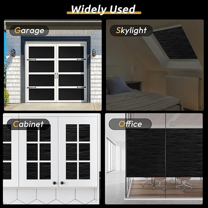 rabbitgoo Blackout Window Film, Sun Light Blocking Window Black Out Cover for UV Reduction, Removable Tint Room Darken Heat Control Frosted Glass Sticker for Home, Black, 29.5 x 78.7 Inches