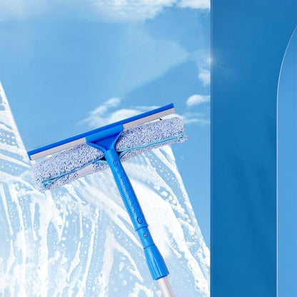 Shower Glass Cleaner, Cleaning Tool with Removable and Streak-Free Cloth, Bathroom and Drainer for Home, Apartment, Car, Office, Indoor, Outdoor, Door, Azule