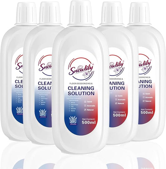 Snowlily Floor Cleaning Solution Compatible with iFLOOR & FLOOR ONE Series, Floor Cleaner for All Robot Vacuums and Wet-Dry Mops, 5 Bottle Floor Cleaner Refill, Lavender