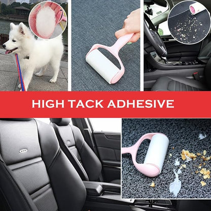 Sticky Lint Roller, Pet Hair Roller, Dog & Cat Hair Remover Kit,4 Refills 240 Sheets, Lint Brush for Clothes, Carpet, Car Seats, Dust, Dogs, Handle (1Handle+4Refills)