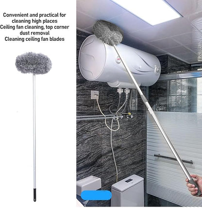 Extendable Long Handle, Ceiling Fan Blade Cleaning Tool Reusable Washable Microfiber Mop Microfibre Duster for high Ceilings, Cobweb Telescopic Extension Pole kit, Duster